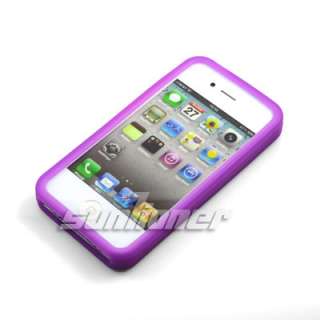 Sun pattern Silicone Case Cover for iPhone 4S + Film . PURPLE  