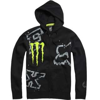 Fox Racing Monster Downfall Zip Hoody Sweatshirt Black Size XLarge XL 