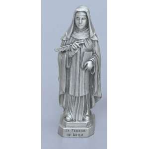  St. Teresa of Avila   3 1/2 Pewter Statue with Prayer 