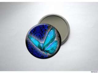 COSMIC BLUE BUTTERFLY Pocket /Purse Mirror  