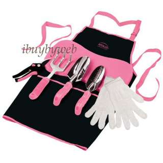   gardening tool kit pink gift set narrow trowel trowel rake knee pad