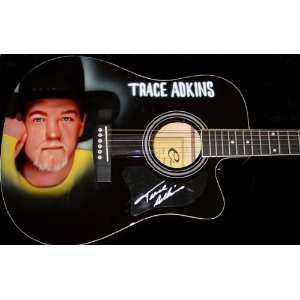 Trace Adkins Autographed Guitar   Incredible Airbrushed Acoustic