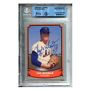 Tug McGraw Autographed/Signed 1988 Beckett Slabbed Pacific Trading 