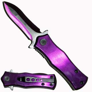 Purple Pocket Knife Spring Assisted Opening Knives AO  