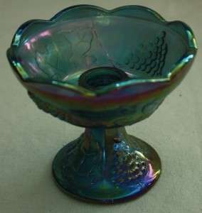Indiana Blue Iridescent Carnival Glass Candle Holder  