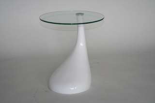 Modern Round Black White Glass Top Coffee or End Table  