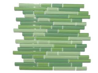 Green Horizontal Sleek Mosaic Glass Tile / Sample / Kitchen Backsplash 