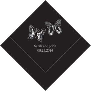 100 Personalized Butterfly Themed Wedding Napkins  