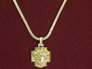   genuine 14k gold filled Christ head on a cross 20 chain necklace
