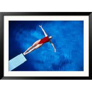  Aerial of Woman Diving from a Diving Board Framed 