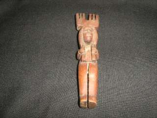 HAND CARVED SLINGSHOT HANDLE MAYAN WOMAN WITH LONG HAIR  