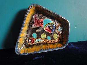   MADE FISH PLATE POTTERY CERAMIC BY HANNAH EIN HOD VINTAGE RARE  