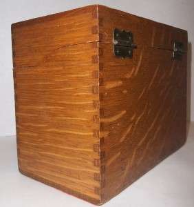   Wernicke Quartersawn Tigers Oak Recipe Card Dovetail Filing Wood Box