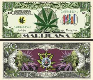 Medical Marijuana Cannabis Fake Novelty 420 Dollar Bill  