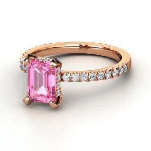  Reese Ring, Emerald Cut Pink Sapphire 18K Rose Gold Ring 