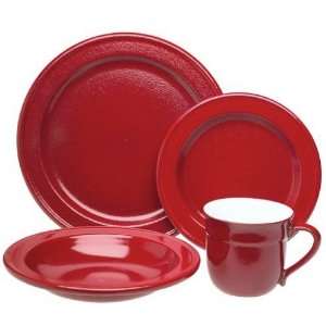Emile Henry Couleurs 4 Piece Dinnerware Set   Red  Kitchen 