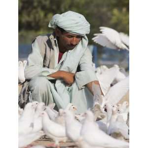  Man Feeding the Famous White Pigeons, Mazar I Sharif 