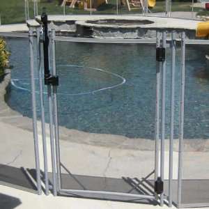 Safety Pool Fence, CHILDGUARD 4 Right Hand Hinged Gate, Gray Pole and 