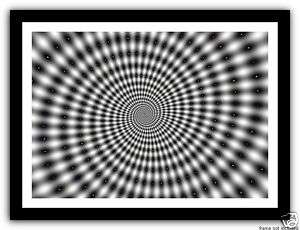 OP ART █ ltd edition print █ Trance trippy lsd head  