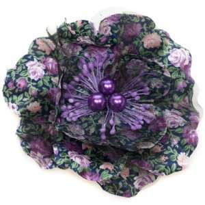  Flower Shape Hair Accessory and Brooch in Purple and Blue 