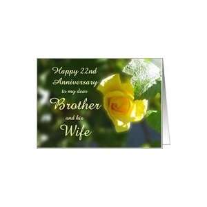 com Happy 22nd Anniversary Brother and his Wife   Yellow Rose Flowers 