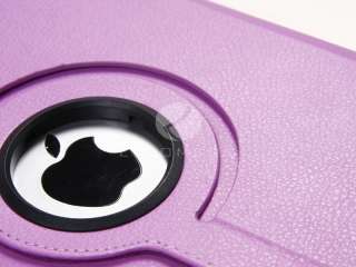 Purple iPad 2 Smart Cover Leather Case & 360°Rotating Stand  