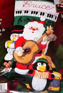 Bucilla ROCK & ROLL SANTA Guitar, Sax, Penguin Band Felt Christmas 