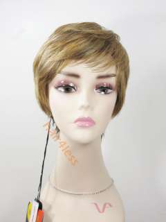 100% Human Hair Short Cut Full Wig Motown Tress H.BOM #R27/24/4 Blonde 
