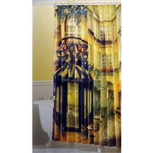  Paris French Cafe Scene Fabric Shower Curtain