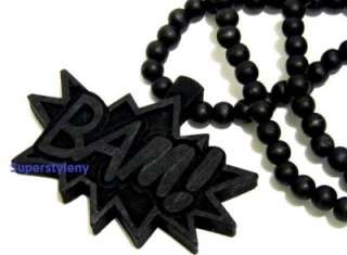 BAM Wood Replica Pendant Wooden Beaded Necklace Hip Hop Style