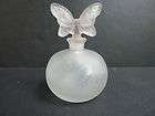 Pale Frosted Pink Art Glass Hand Blown Perfume Bottle Butterfly 