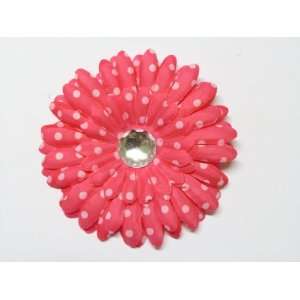  Hot Pink Polka Dot 4 Large Gerbera Daisy Flower Hair Clip 