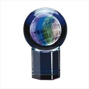  Glass Block Paperweight   Globe