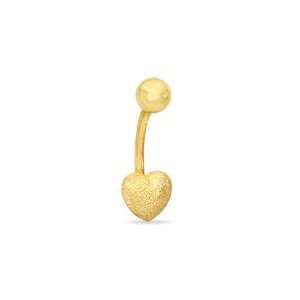   Diamond Cut Heart Belly Button Ring in 10K Gold GOLD BODY Jewelry