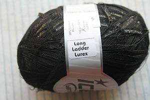 90 95gram skein ICE long ladder style yarn BLACK w/LUREX 309 yards 