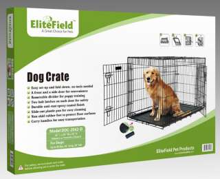 EliteField 42 2 Door Folding Dog Crate Cage Kennel with DIVIDER and 