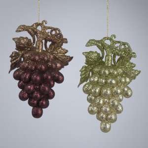   Red & Gold Glittered Grape Cluster Christmas Ornaments