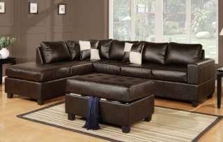 MODERN LEATHER SECTIONAL SECTIONALS SOFA COUCH w FREE OTTOMAN and 