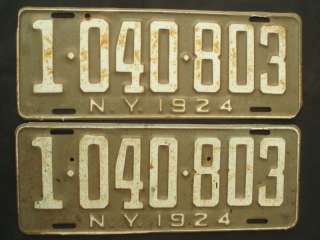 1924 New York License Plates 1 040 803  