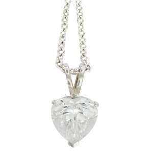   Sterling Silver 9 x 9mm Heart Shaped Cubic Zirconia Pendant Jewelry