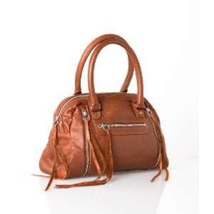 Jacki Easlick Cognac Satchel with Expandable Zippers