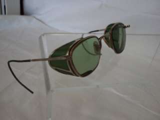 Vintage Green Safety Goggles Glasses w/ Green Side Steampunk American 