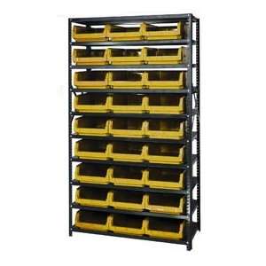   Steel Shelving With 27 Magnum Giant Hopper Bins Yellow