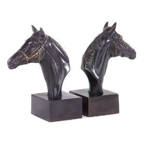  Set of 2 Western Style Equestrian Horse Head Bookends 8 