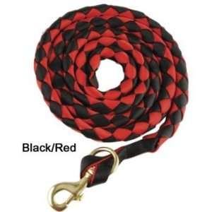  Basic Flat Braided Nylon Lead Rope w/Snap Black/Re