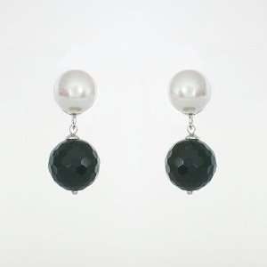  Pearl & Black Oynx Drop Earrings Majorica Jewelry