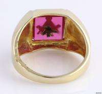 MASONIC   Syntheic Red Spinel Brass Blue Lodge Square & Compass 