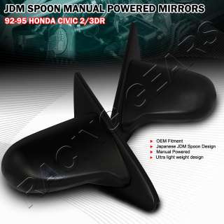   Civic Coupe Hatchback JDM Spoon Matte Black Manual Side Mirrors  