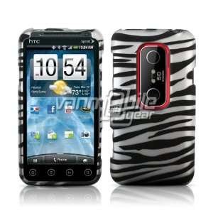 HTC EVO 3D (Sprint)   Black/Silver Zebra Stripe Design Hard 2 Pc Case 