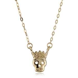 Sheila Fajl Rose Gold Plated Crowned Skull Necklace